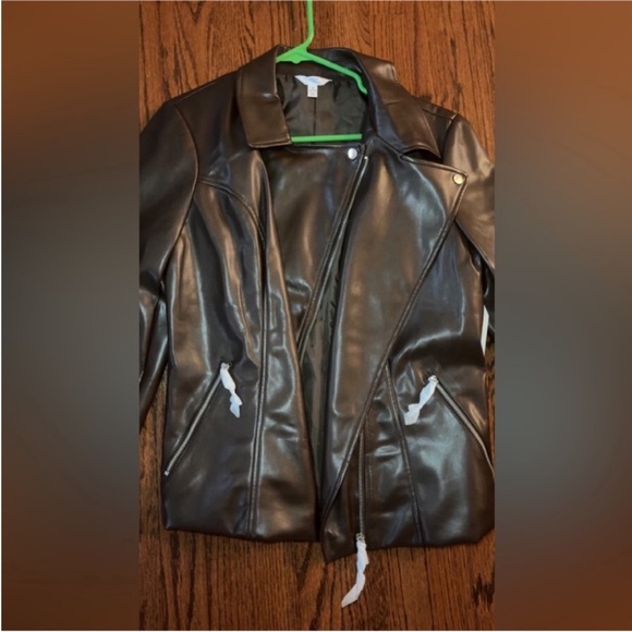 Time & Tru Brown Faux Leather Jacket NWT - Picture 2 of 5